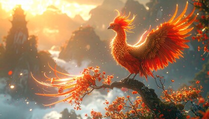 A majestic bird of paradise rests gracefully amidst the calm reflections of the shimmering blue water