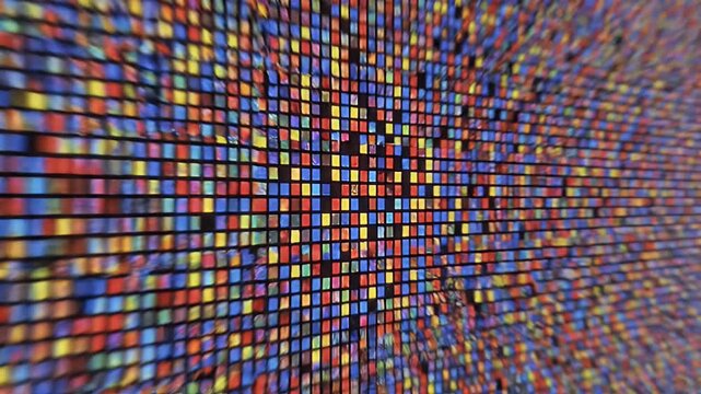 Abstract geometric pattern with vibrant colors and blurred motion effect