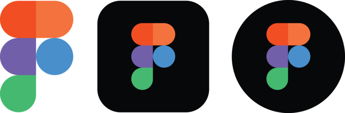 Figma app icon and logo vector SVG set in colorful and black and white styles as a social media icon pack on transparent background, 2026 New Year.