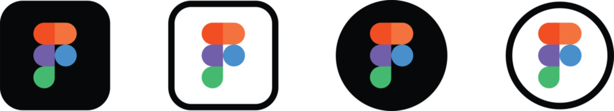 Figma logo icons. Figma silhouette and linear logo set.