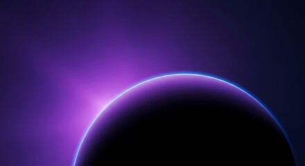 Obraz premium Half-obscured cosmic body against a vibrant, purple nebula; glows with electric blue light