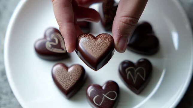 Sweet heart shaped chocolate and gingerbread cookies isolated on white represent a delicious dessert gift for a romantic Valentine's Day