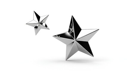 Fototapeta premium Silver Stars 3D Render Isolated on White Background for Award Ceremony or Success Concept Mockup