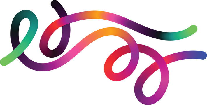 Illustration of colorful rainbow swirling lines on vector graphic element