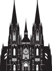Fototapeta premium Gothic cathedral silhouette vector illustration of ornate historical church facade design