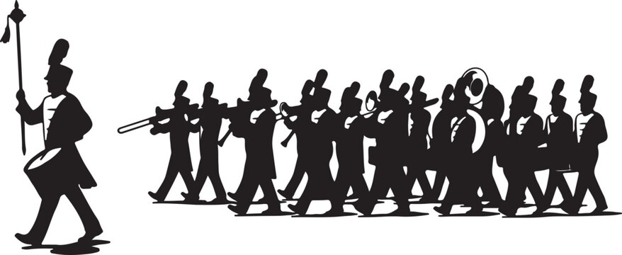 marching band silhouette, marching band vector