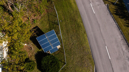 Solar panels installed on holding brackets