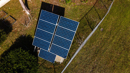 Solar panels installed on holding brackets
