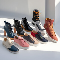 a vibrant and stylish arrangement of fashion shoes