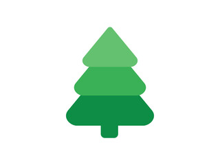 Fototapeta premium Cute simple pine tree icon with rounded layered branches in green flat style isolated on white background. Perfect for Christmas, winter, kids design, forest, and nature branding.