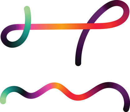 Illustration of colorful gradient wavy lines and curves on for design elements
