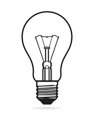Simple vector outline of a classic incandescent light bulb, emitting no light, on a white background