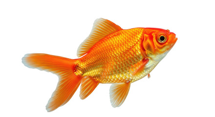 Fototapeta premium Vibrant orange goldfish isolated PNG, aquatic pet with flowing fins on transparent background, ornamental fish for aquariums and design projects