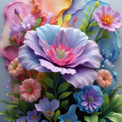 a lush 3D render of a decorative watercolor background