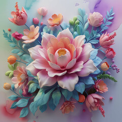 a lush 3D render of a decorative watercolor background