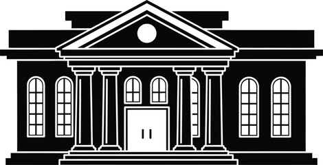 Illustration of a classic building with columns and pediment © MstSharibun