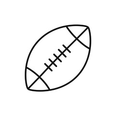 Simplified, line drawing of an oval football with stitched details on a white background