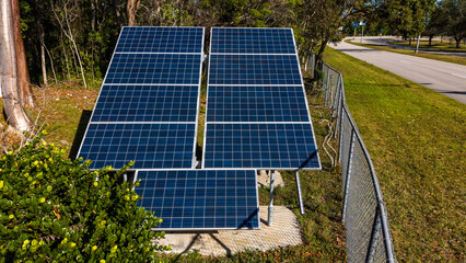 Solar panels installed on holding brackets