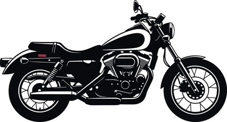 Obraz premium Black And White Motorcycle Side View Silhouette