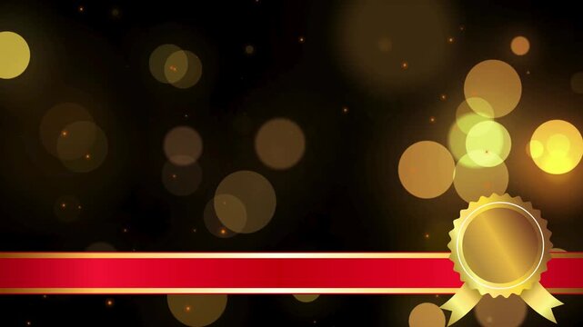 Winner Awarding Ribbon Medal Gold Background