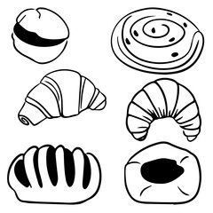 Hand Drawn Fresh Bakery Doodle Illustration with Bread Pastry and Desserts
