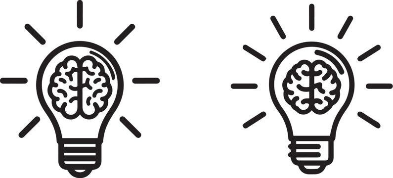Strategy planning icon with brain bulb ideas for business solutions