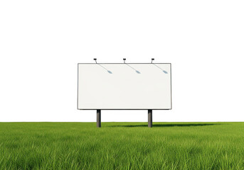 Obraz premium Blank billboard on a green grassy field isolated on transparent background