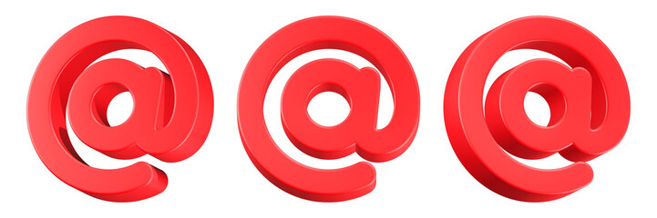 Fototapeta premium at mail icon 3d render red color