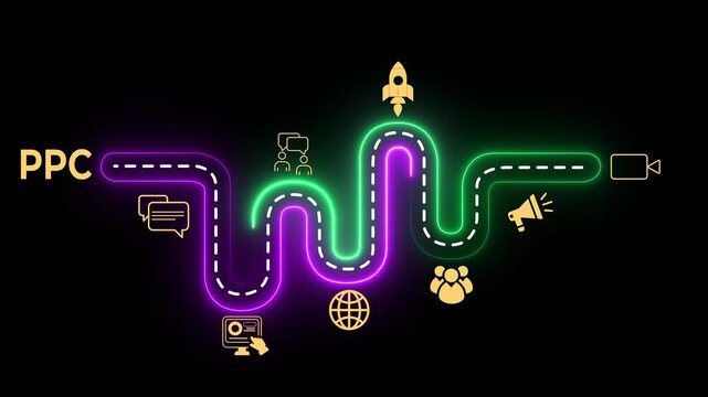 Pay per click "PPC" concept. Advertising in Search Engine Platforms. Digital Marketing Strategies and Goals. Motion graphics of PPC idea on the transparent background. 4k animation.