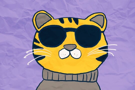 Cartoon tiger with sunglasses illustration