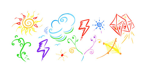 Fototapeta premium Vibrant and whimsical doodles showcasing a variety of playful and colorful designs