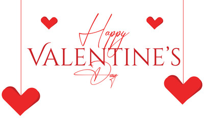 Happy Valentine&rsquo;s Day celebration, romantic heart design, red love background, festive typography, holiday greeting card, Vector illustration.