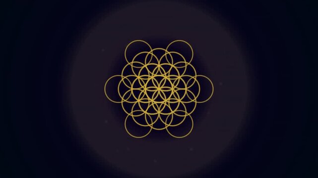 A mesmerizing symmetrical pattern featuring intricate interlocking circles on a deep background