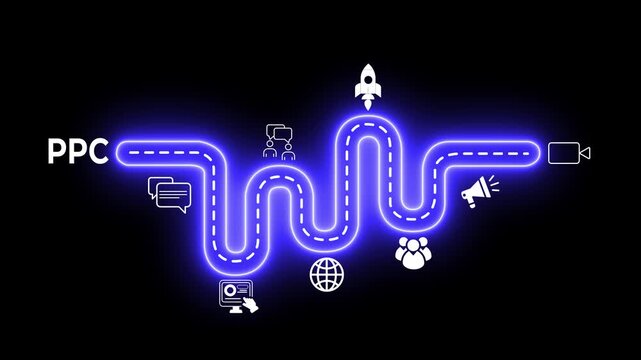 Pay per click "PPC" concept. Advertising in Search Engine Platforms. Digital Marketing Strategies and Goals. Motion graphics of PPC idea on the transparent background. 4k animation.
