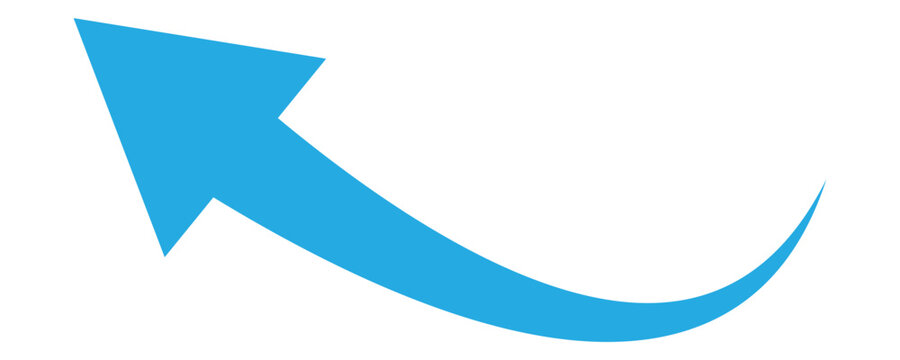 Professional blue curved arrow isolated on a white background. Designed for use in corporate reports, process flowcharts, and creative diagrams. Vector illustration.