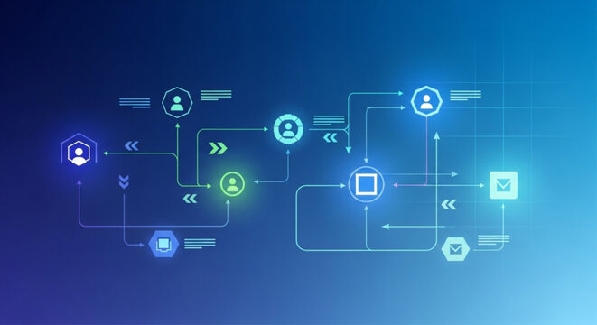Modern network diagram with glowing blue and green connections