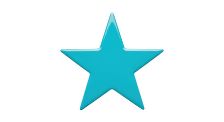 Obraz premium Turquoise star PNG isolated on transparent background, shiny five-pointed star shape for graphic design and decoration use