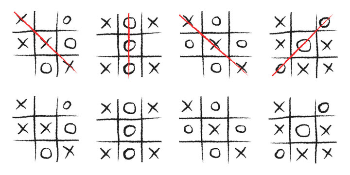 Hand drawn tic tac toe doodle sketch style board game for education and entertainment vector illustration