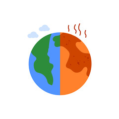 Split Comparison of Healthy Earth and Burnt Dried Planet