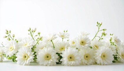 Obraz premium White daisies arranged elegantly on a neutral background 