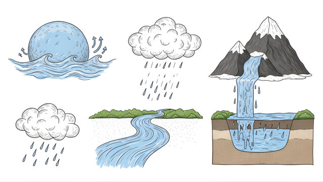 World water day the earth's water cycle process illustrated