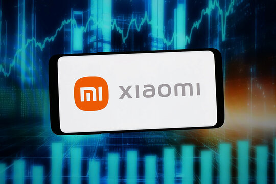 Stuttgart, Germany - 02-09-2026: In this photo illustration, the logo of Chinese technology company Xiaomi Corporation is displayed on a smartphone in front of abstract background on computer screen.
