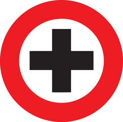 Fototapeta premium Black Cross In Red Circle