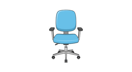 Obraz premium A modern blue ergonomic office chair with armrests and wheels, designed for comfort and support during long hours of work.
