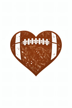 Football Heart: Brown Textured Heart Shape with Football Lace Design