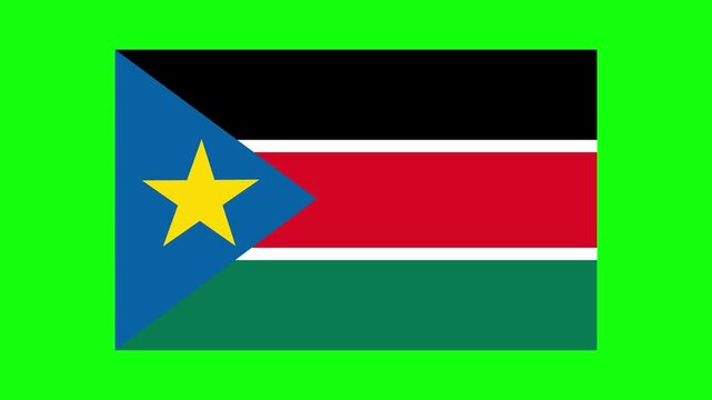 South Sudan Flag Waving Animation on Green Screen Background 4K Loop