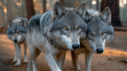 Fototapeta premium A pack of wolves.