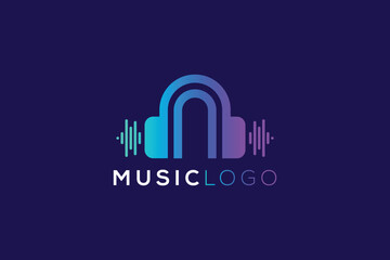 Fototapeta premium Letter N Headphone Logo Design for Music and Audio Technology Branding