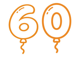 60 number balloon icon vector on a white background Colored vector number balloon © Roman