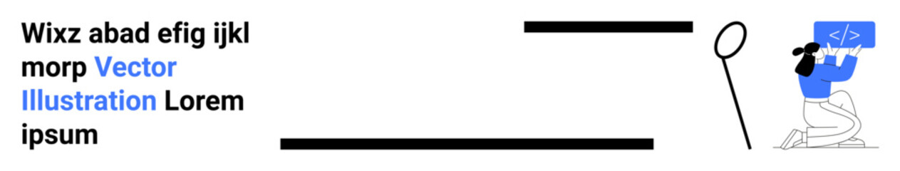 Technology, coding, software development, programming, learning tools, IT solutions. A person holding a magnifying glass analyzing code, with a screen displaying programming elements. Coding